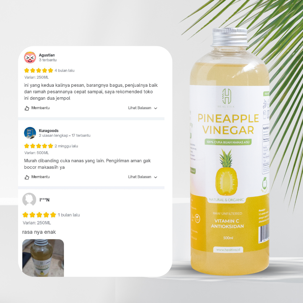 HEALTIVA Cuka Nanas Original Untuk Keshatan 500ml With Mother | Pineapple Vinegar Fermentasi Alami