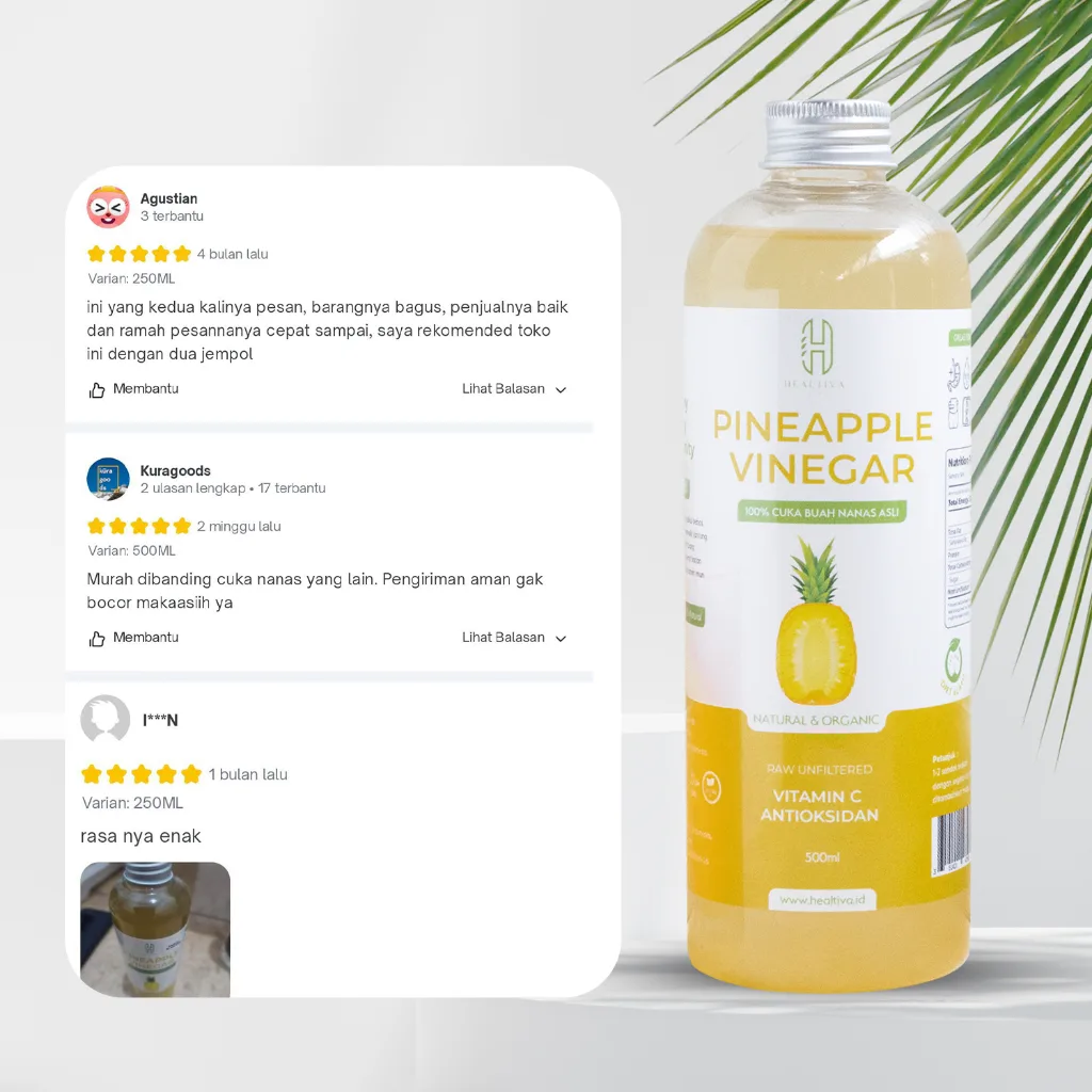HEALTIVA Cuka Nanas Original Untuk Keshatan 500ml With Mother | Pineapple Vinegar Fermentasi Alami