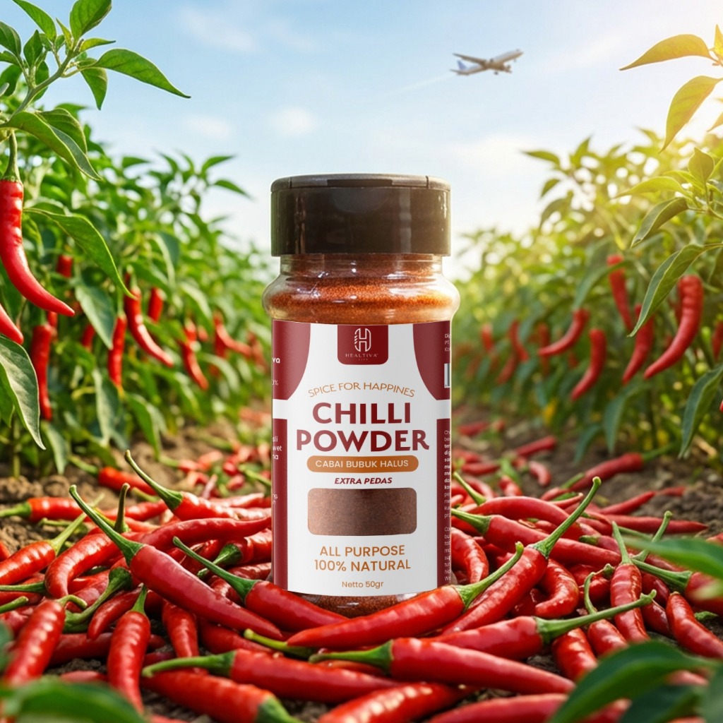 HEALTIVA Chilli Powder 45gr Cabe Bubuk Halus Extra Pedas Bubuk Cabe Asli Tanpa MSG