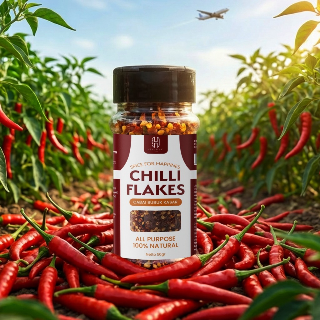 HEALTIVA Chili Flakes 45gr Cabe Bubuk Kasar Bubuk Cabe Healtiva All Purpose 100% Natural Non MSG