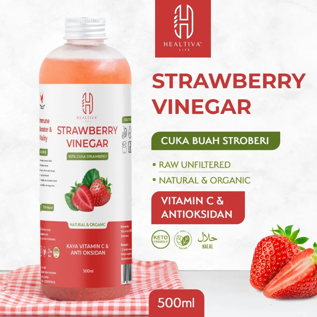 Cuka Buah Strawberry 500ml Strawberry Vinegar With The Mother