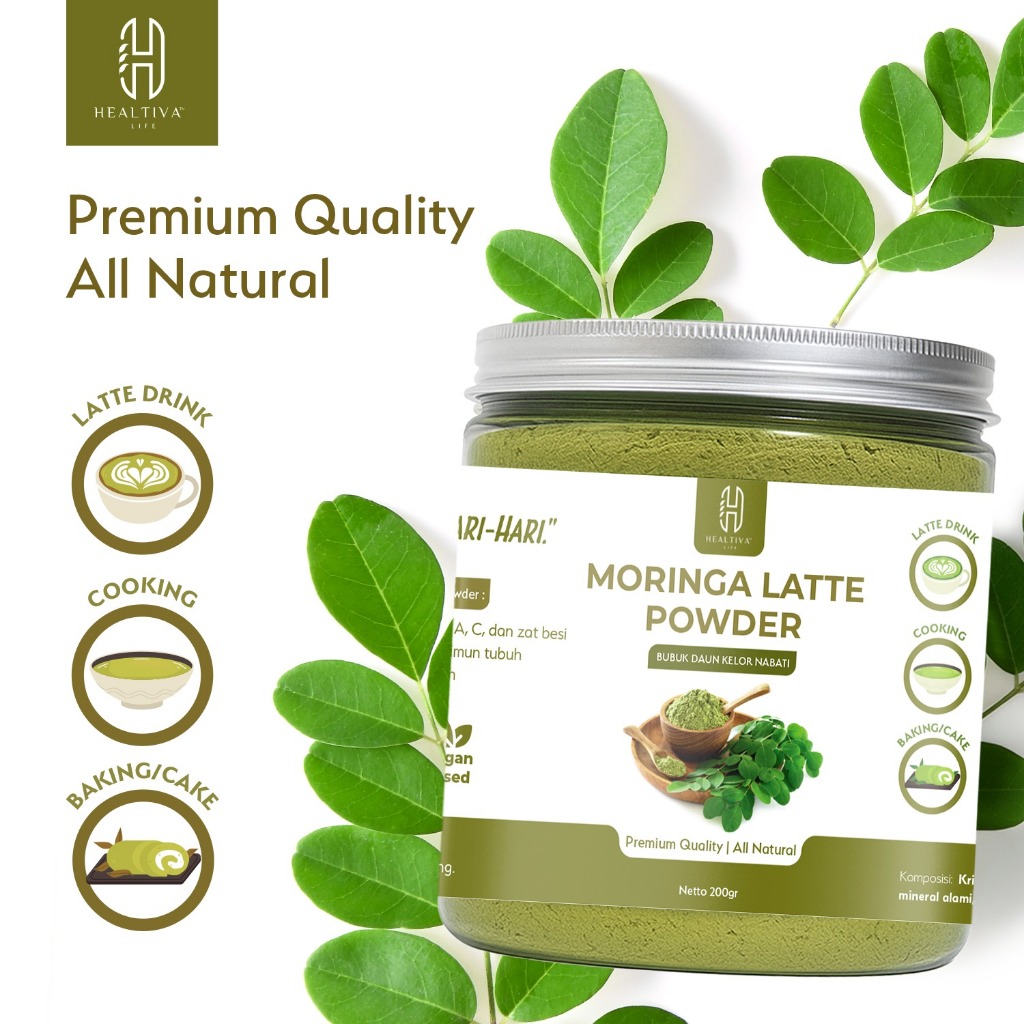 HEALTIVA Moringa Latte Minuman Daun Kelor Bubuk Kelor Latte Moringa Powder Friendly & Bebas Laktosa