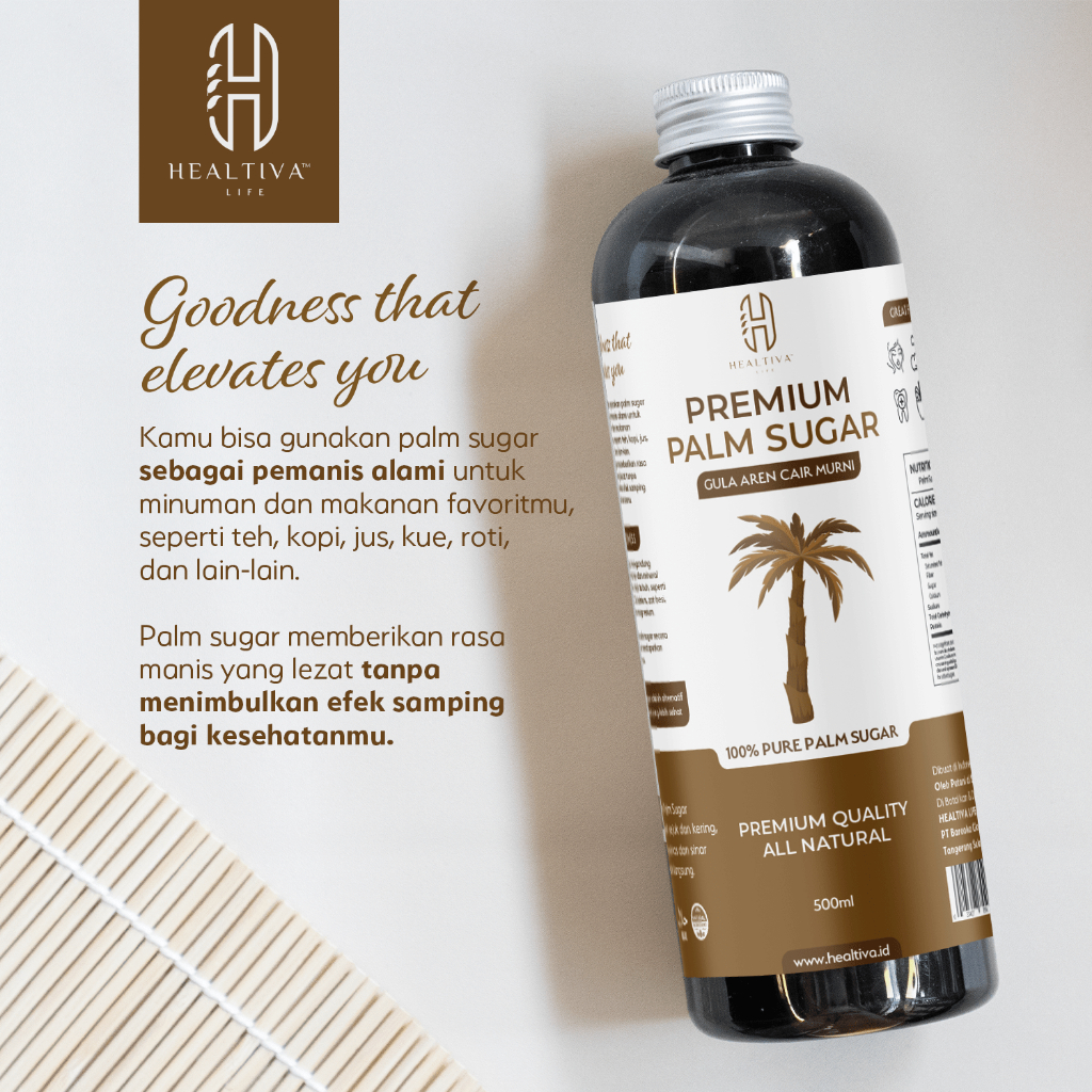 HEALTIVA Gula Aren Cair Murni 500ml Gula Aren Asli Brown Sugar Pemanis Alami