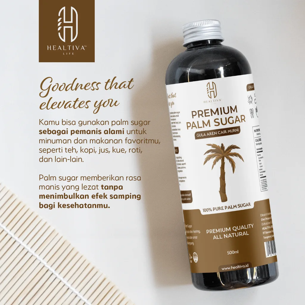 HEALTIVA Gula Aren Cair Murni 500ml Gula Aren Asli Brown Sugar Pemanis Alami