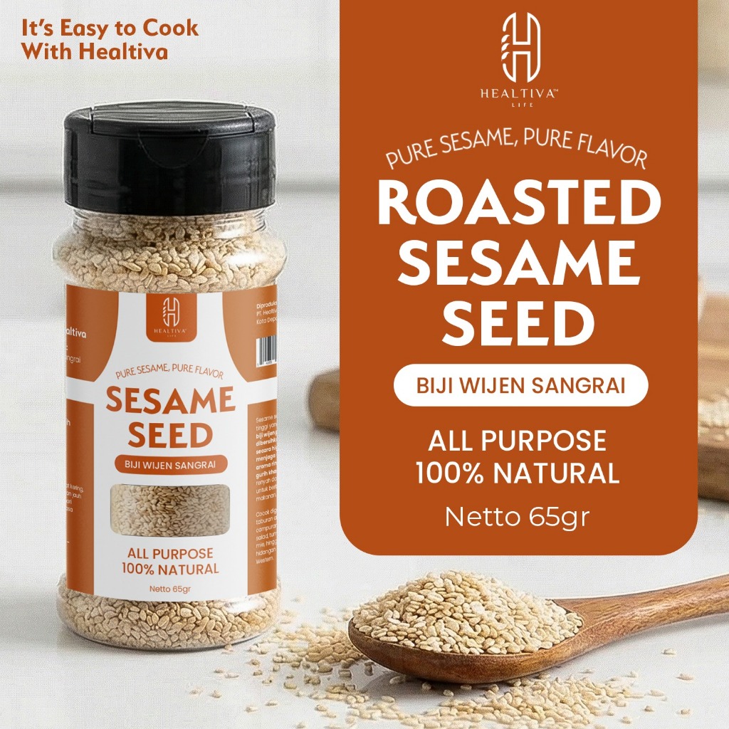 HEALTIVA Biji Wijen Sangrai Roasted Sesame Seed 100% Natural Non MSG Topping Masakan 65gr