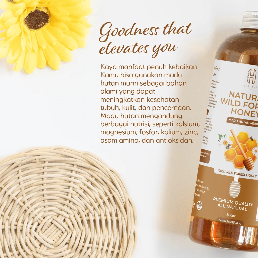 HEALTIVA Madu Hutan Murni 500ml Madu Asli Tanpa Campuran Raw Honey Alami