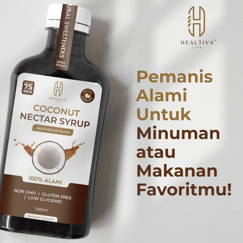 HEALTIVA Gula Kelapa Cair 300ml Coconut Nectar Syrup Pemanis Alami Pengganti Gula