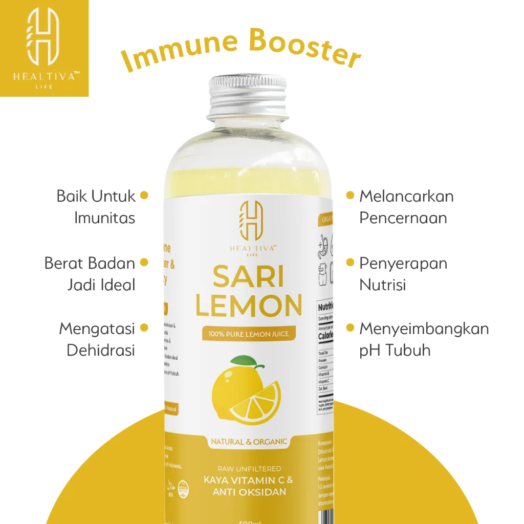 HEALTIVA Sari Lemon Murni 500ml Perasan Air Lemon Asli Minuman Kesehatan
