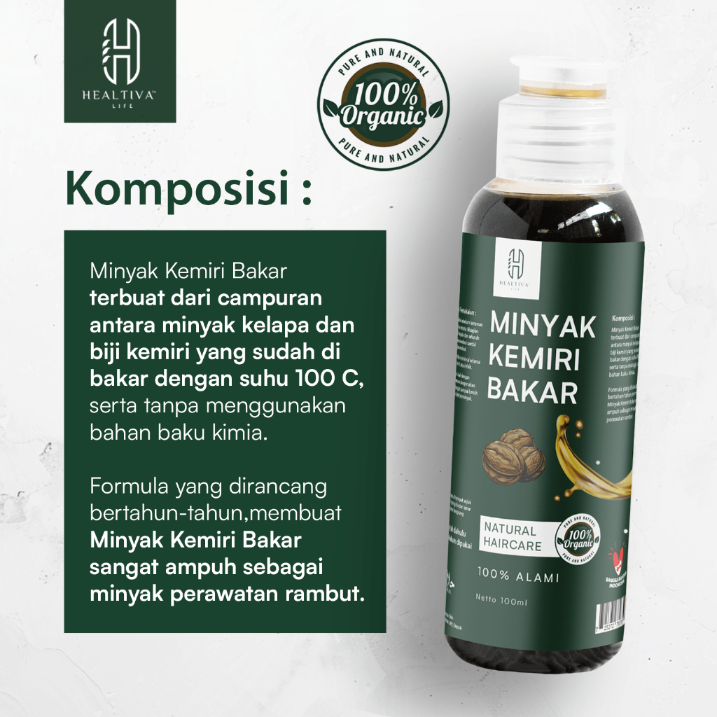 HEALTIVA Minyak Kemiri Bakar 100ml Penghitam Rambut