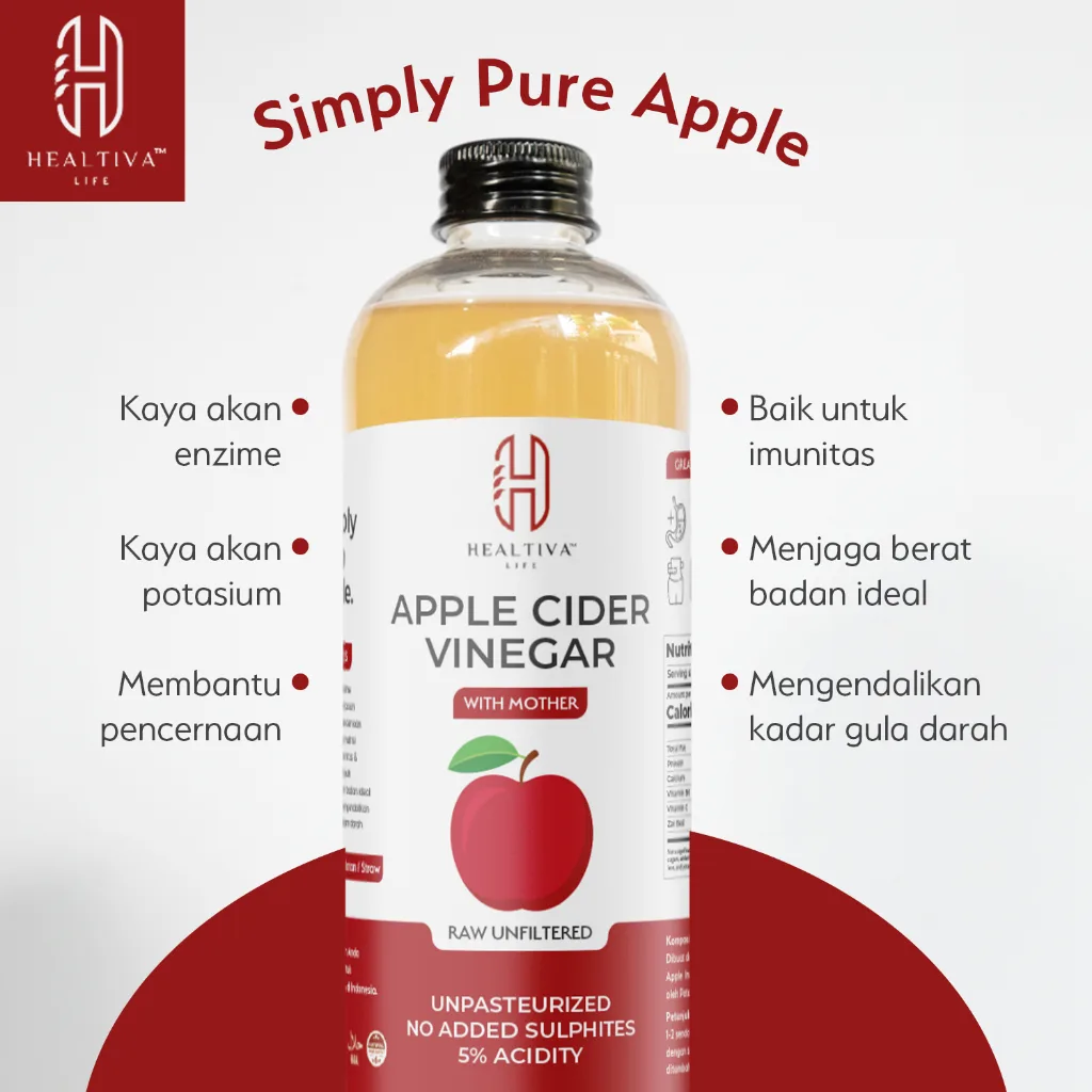 HEALTIVA Cuka Apel With The Mother 500ml Apple Cider Vinegar Diet & Detox