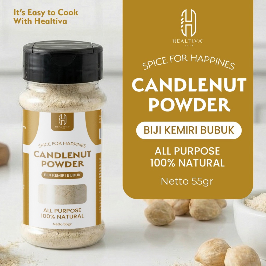 HEALTIVA Biji Kemiri Bubuk 55gr Candlenut powder Tanpa MSG Bumbu Masakan