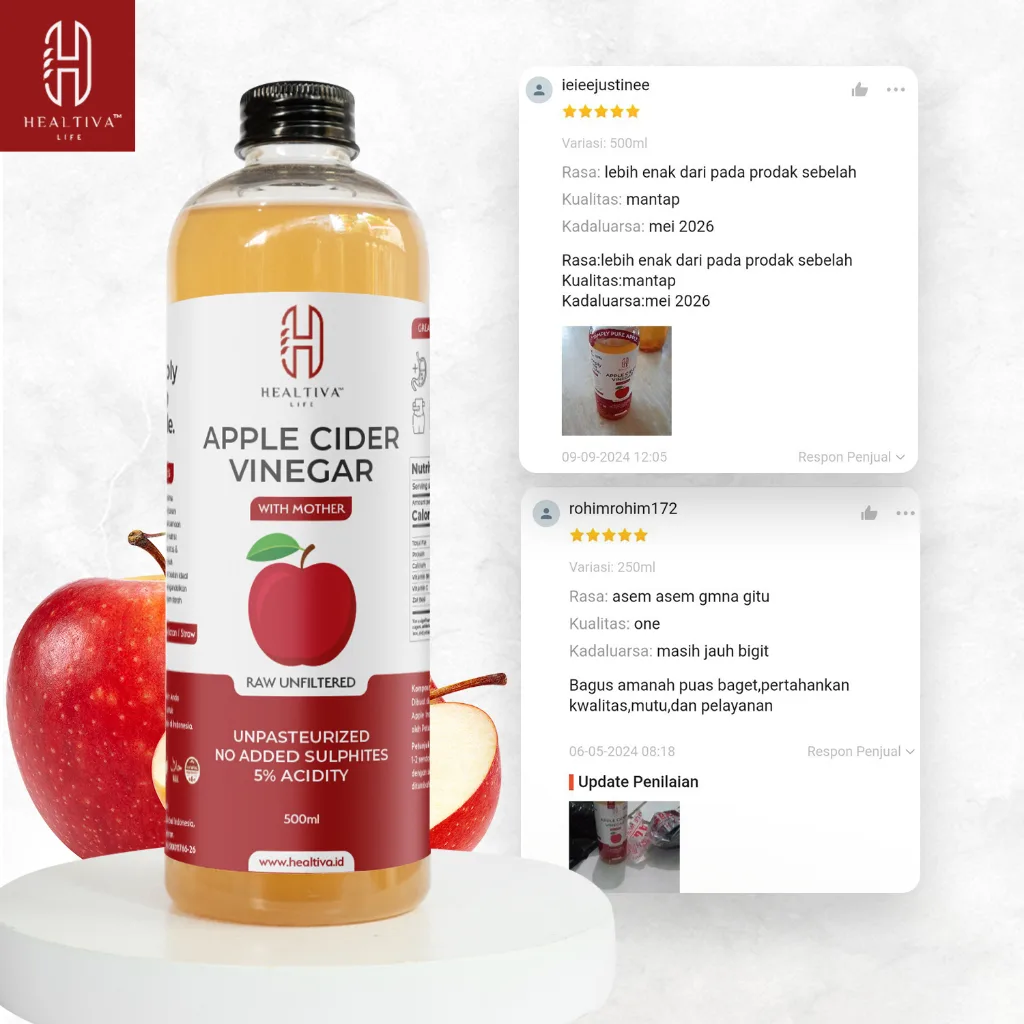 HEALTIVA Cuka Apel With The Mother 500ml Apple Cider Vinegar Diet & Detox
