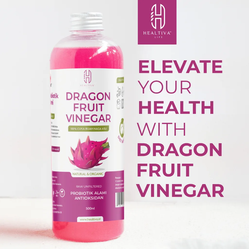 HEALTIVA Dragon Fruit Vinegar 500ml Cuka Buah Naga Probiotik Alami