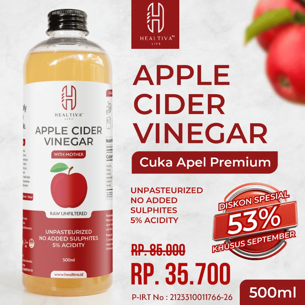 HEALTIVA Cuka Apel With The Mother 500ml Apple Cider Vinegar Diet & Detox