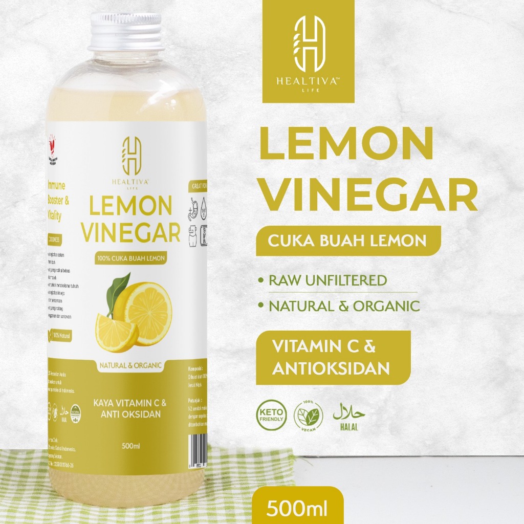 HEALTIVA Cuka Lemon Murni 500ml Lemon Cider Vinegar Minuman Diet & Detox