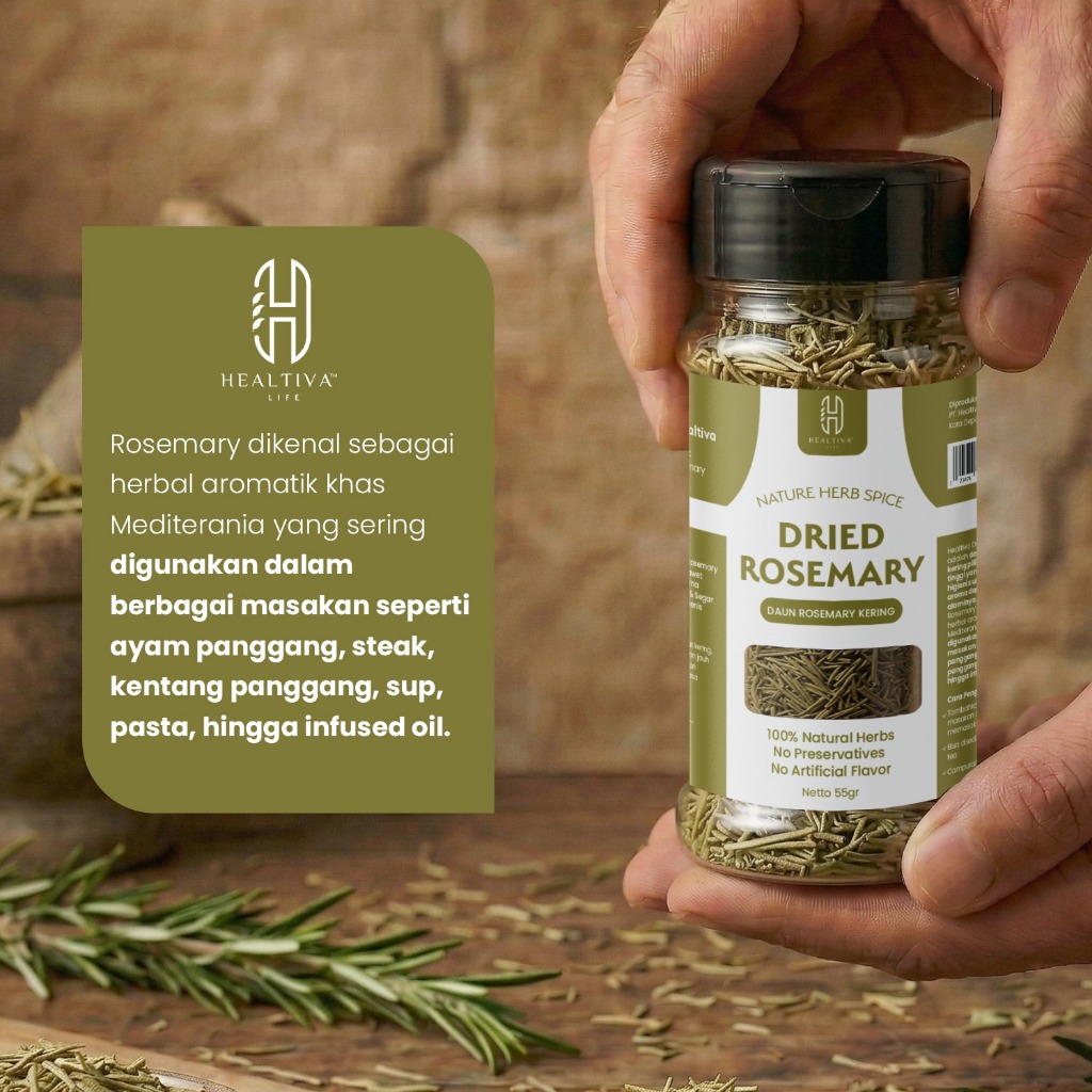 HEALTIVA Dried Rosemary 55gr Daun Rosemary Kering Bumbu Masak Premium Non MSG Tanpa Pengawet