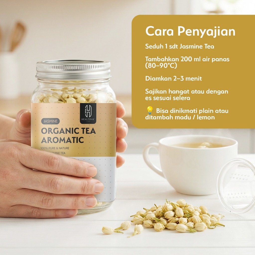 HEALTIVA Teh Bunga Melati Organik Organic Tea Jasmine  Premium Relaxing Aroma Harum Alami 40gr
