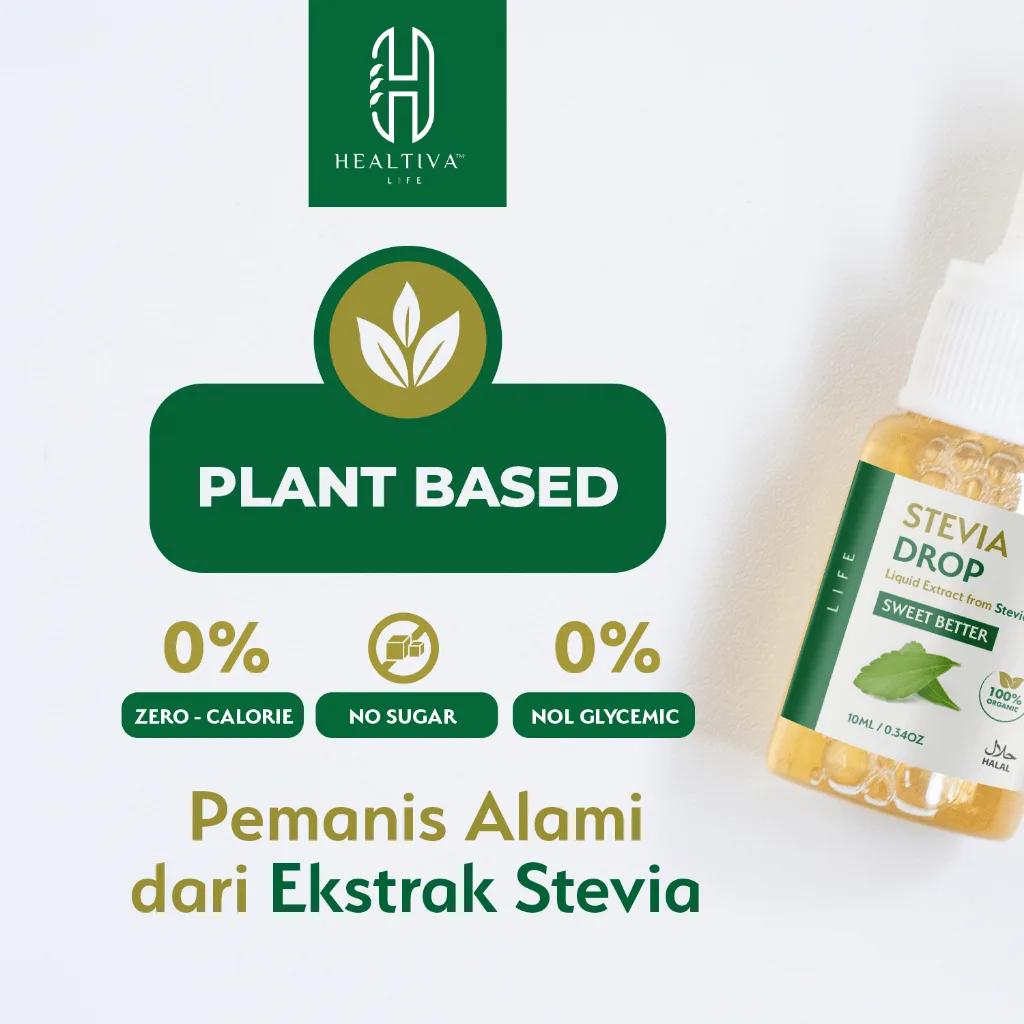 HEALTIVA Stevia Tetes Cair 10ml Pemanis Alami Natural Sweetener Pengganti Gula