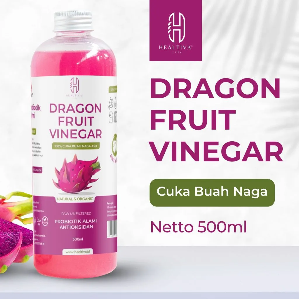 HEALTIVA Dragon Fruit Vinegar 500ml Cuka Buah Naga Probiotik Alami