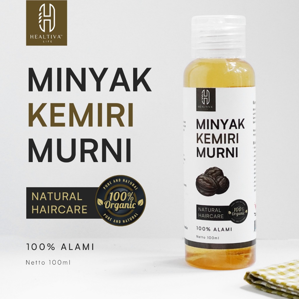 HEALTIVA  Minyak Kemiri Murni 100% Asli Penumbuh Rambut Alami & Perawatan Rambut Rontok 100ml