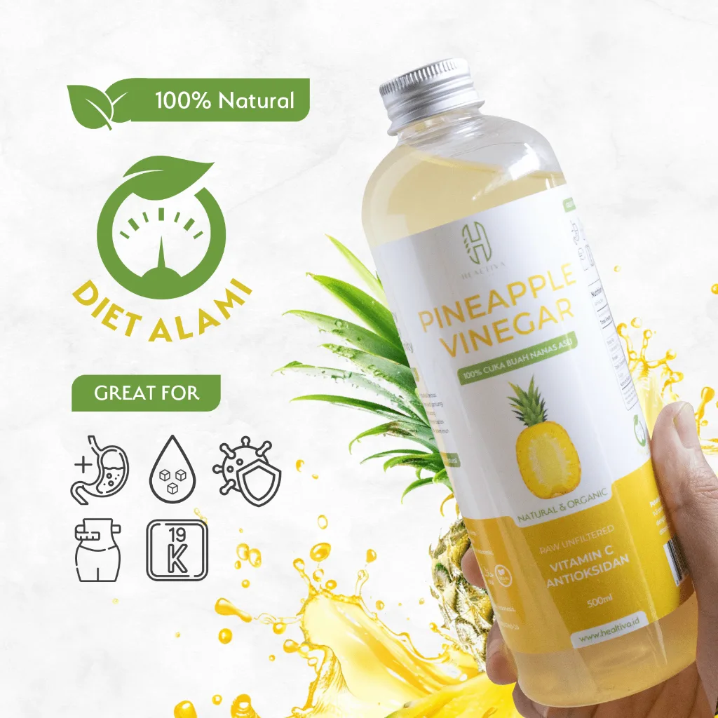 HEALTIVA Cuka Nanas Original Untuk Keshatan 500ml With Mother | Pineapple Vinegar Fermentasi Alami