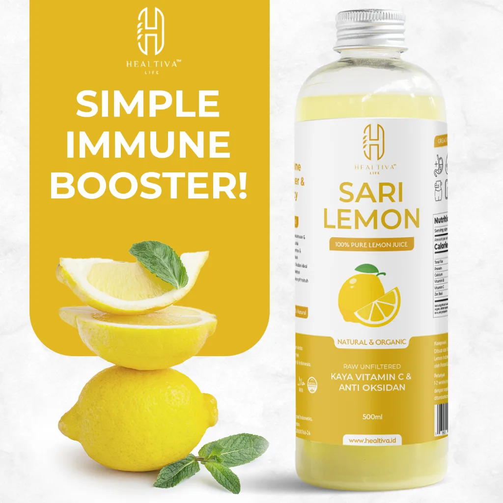 HEALTIVA Sari Lemon Murni 500ml Perasan Air Lemon Asli Minuman Kesehatan