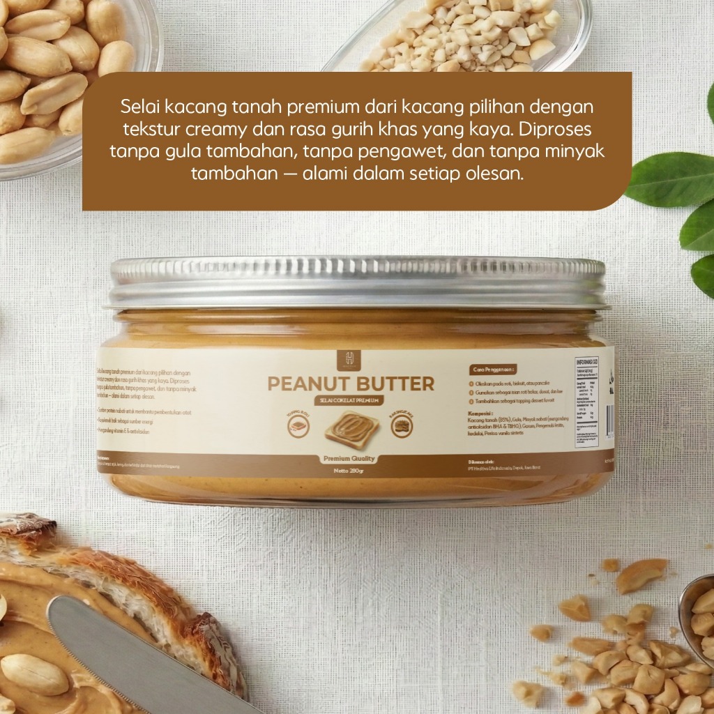 HEALTIVA Peanut Butter 280gr Selai Kacang Creamy Manis Lembut Oles Roti Healthy Spread