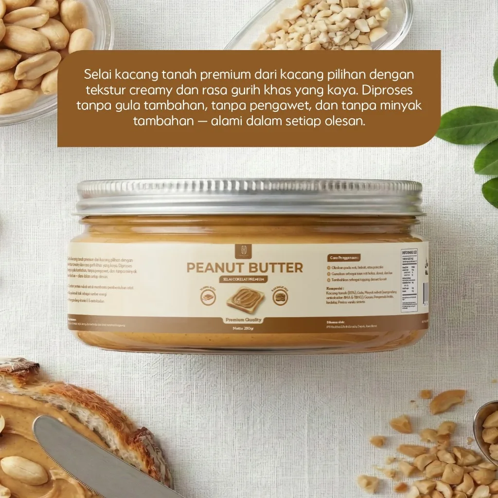 HEALTIVA Peanut Butter 280gr Selai Kacang Creamy Manis Lembut Oles Roti Healthy Spread