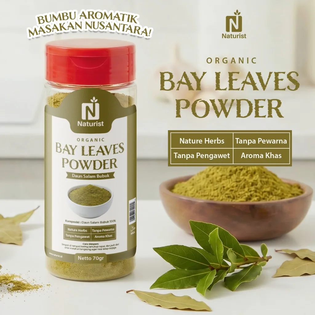 NATURIST Bay Leaves Powder 70gr Bubuk Daun Salam Bumbu Masak Dapur Alami Premium Non MSG Serbaguna