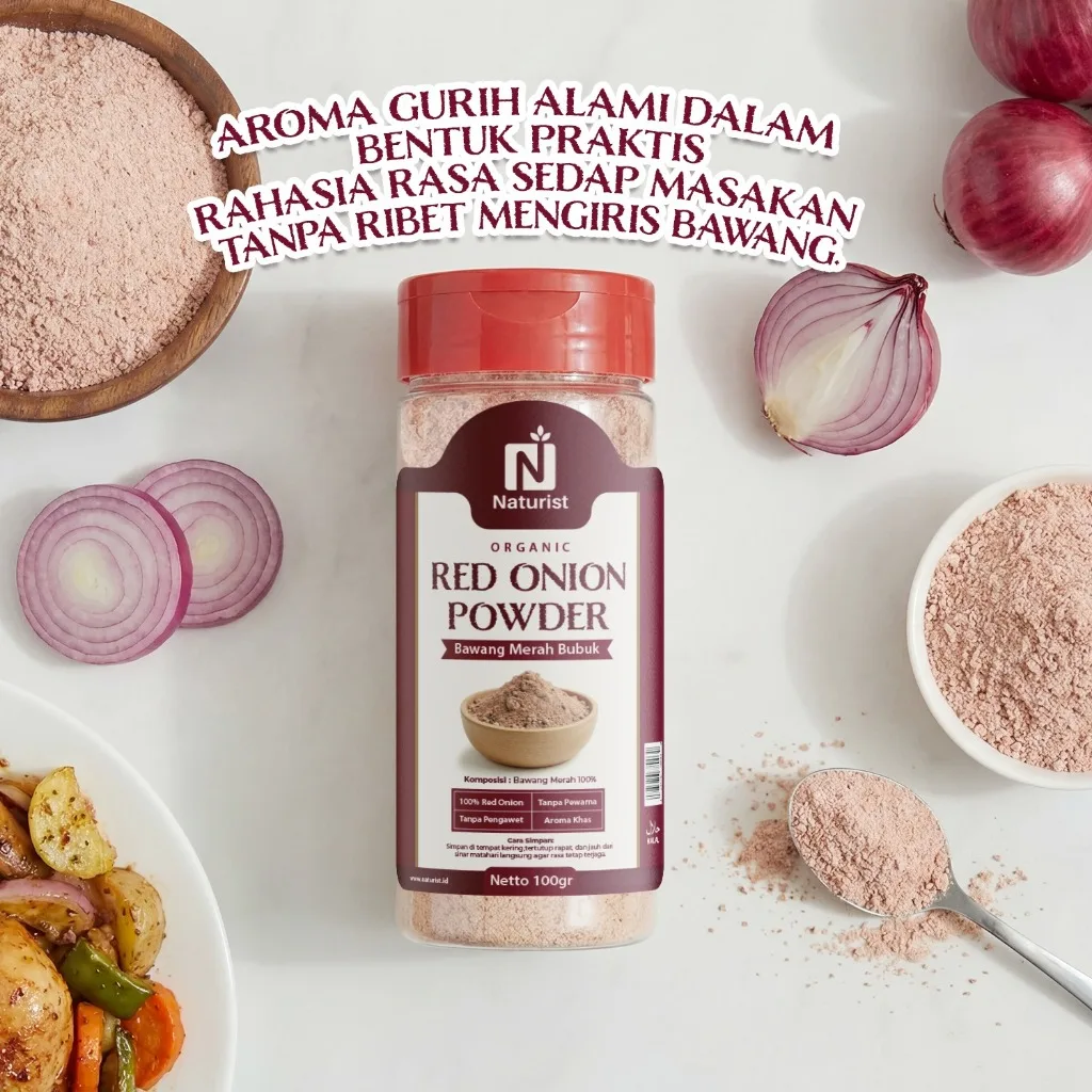 NATURIST Bawang Merah Bubuk 100gr Onion Powder Halus Non MSG Tanpa Pengawet Bumbu Dapur Premium
