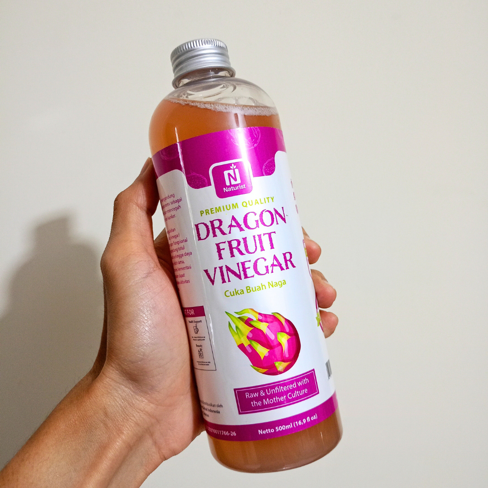 NATURIST Cuka Buah Naga 500ml With The Mother Cuka Fermentasi Alami Asli untuk Detox & Sehat