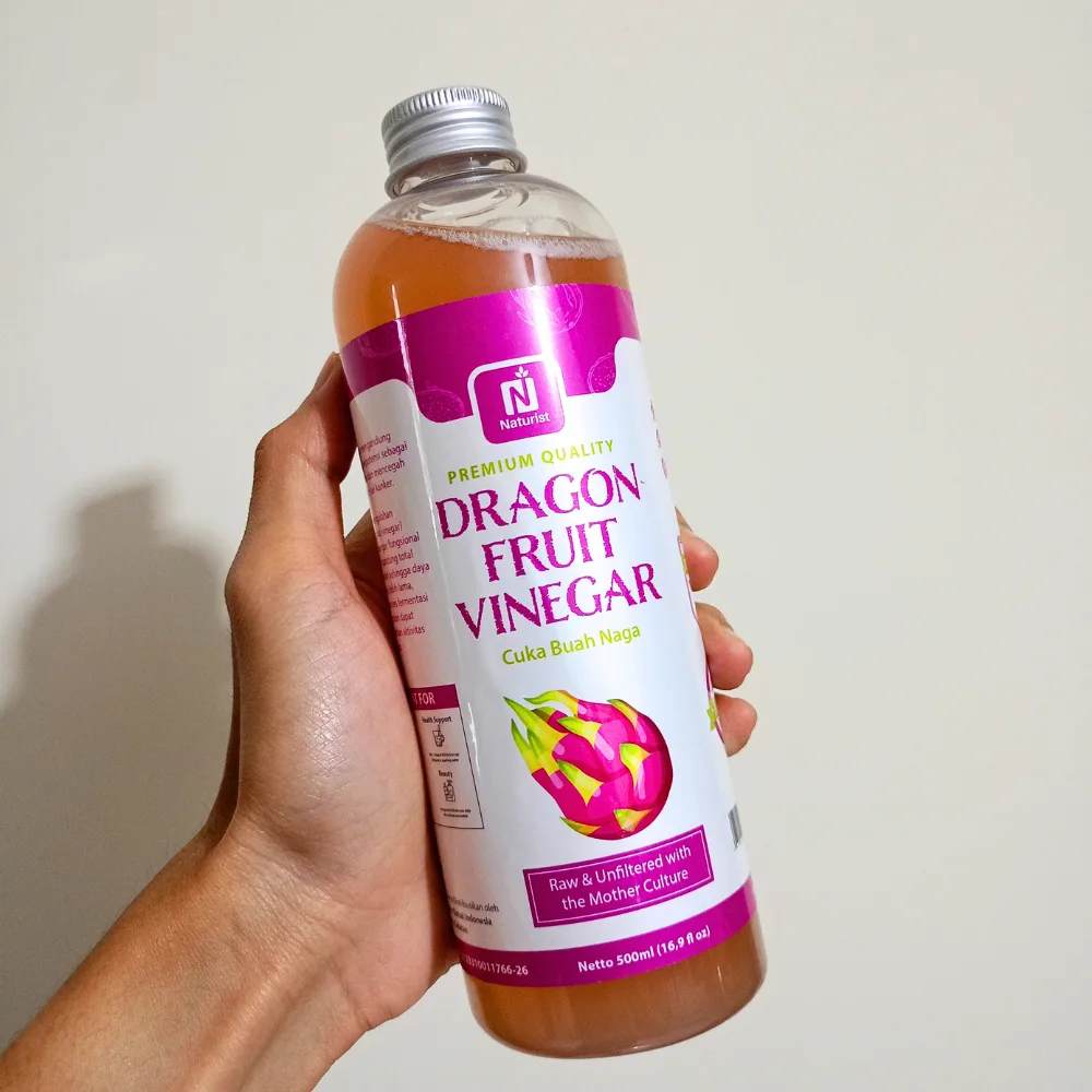 NATURIST Cuka Buah Naga 500ml With The Mother Cuka Fermentasi Alami Asli untuk Detox & Sehat