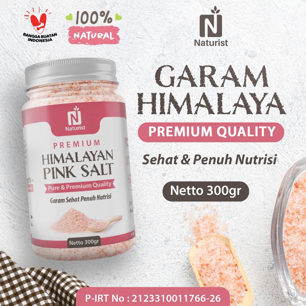 NATURIST Garam Himalaya Murni 300gr | Himalayan Pink Salt Asli | Garam Sehat Alami