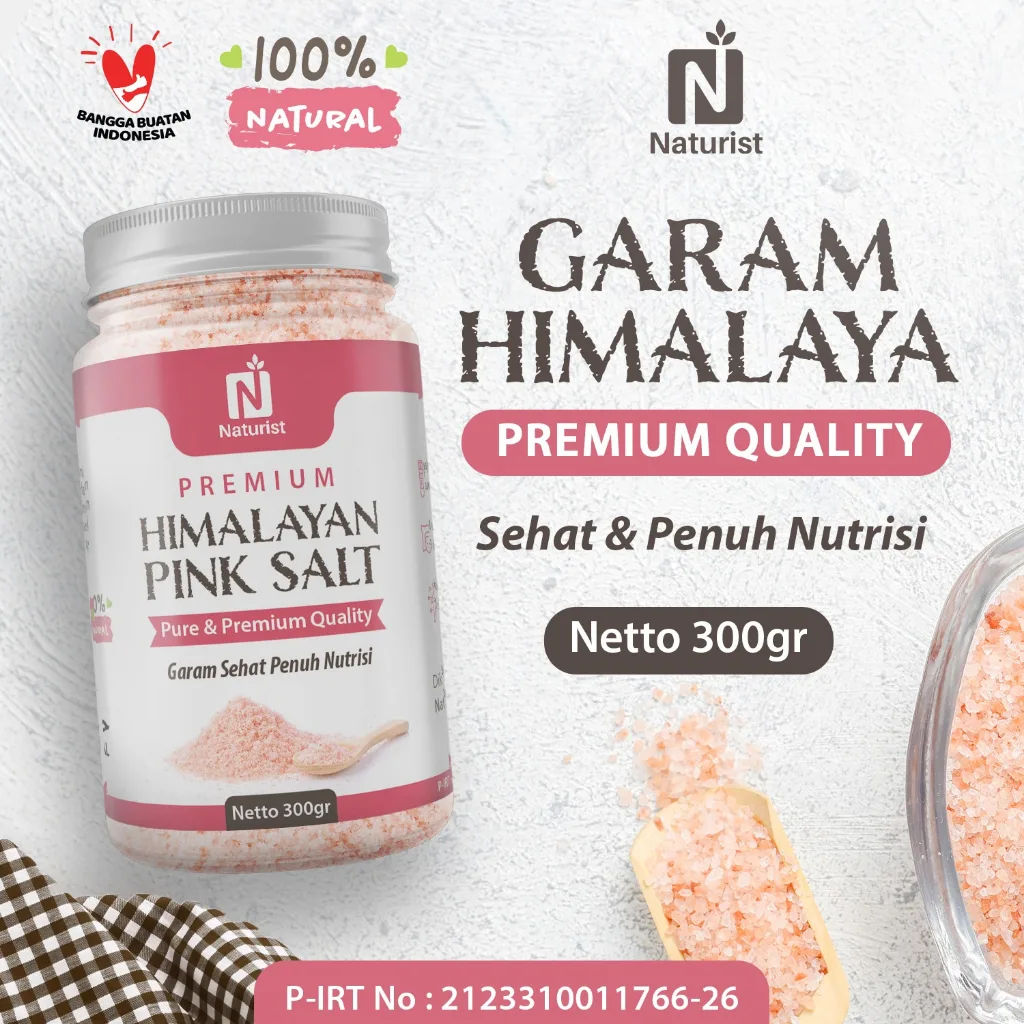 NATURIST Garam Himalaya Murni 300gr | Himalayan Pink Salt Asli | Garam Sehat Alami