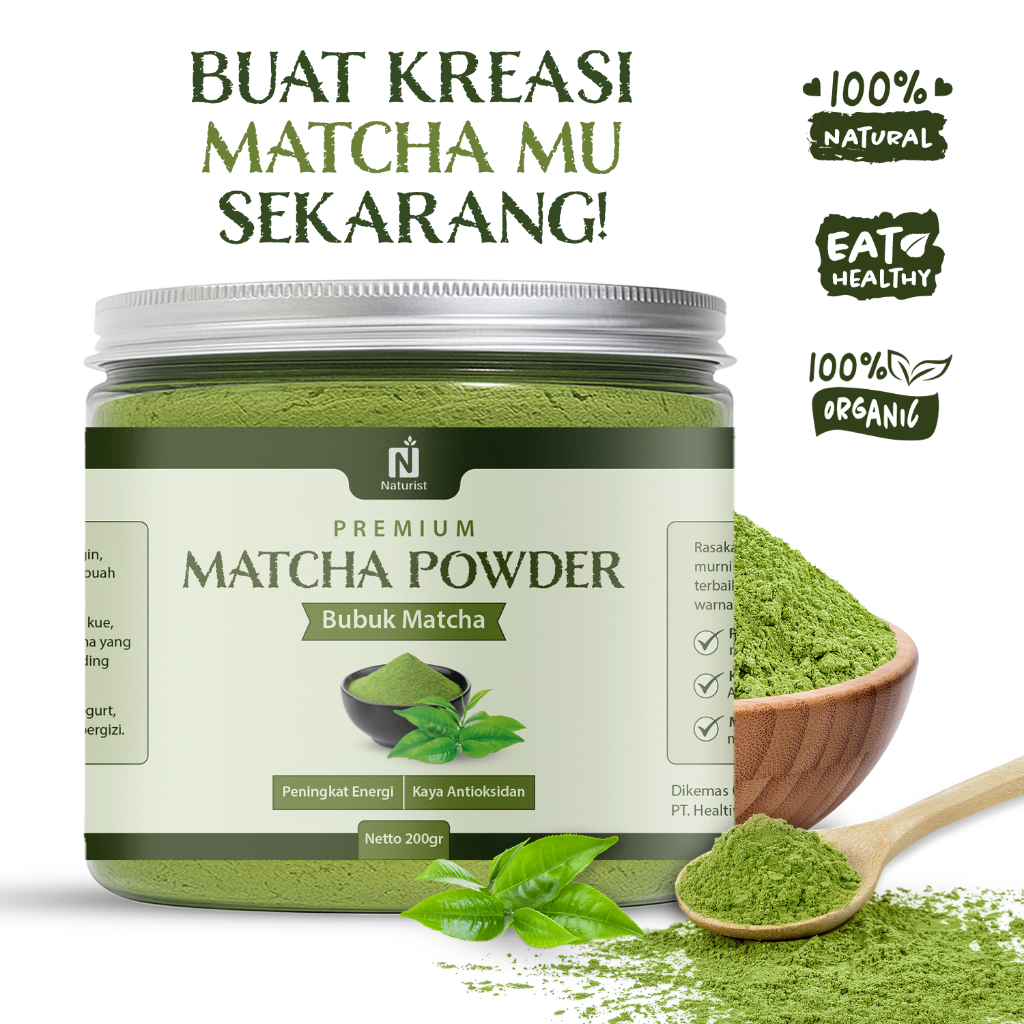 NATURIST Matcha Powder Premium Bubuk Matcha Organik Original Premium Grade