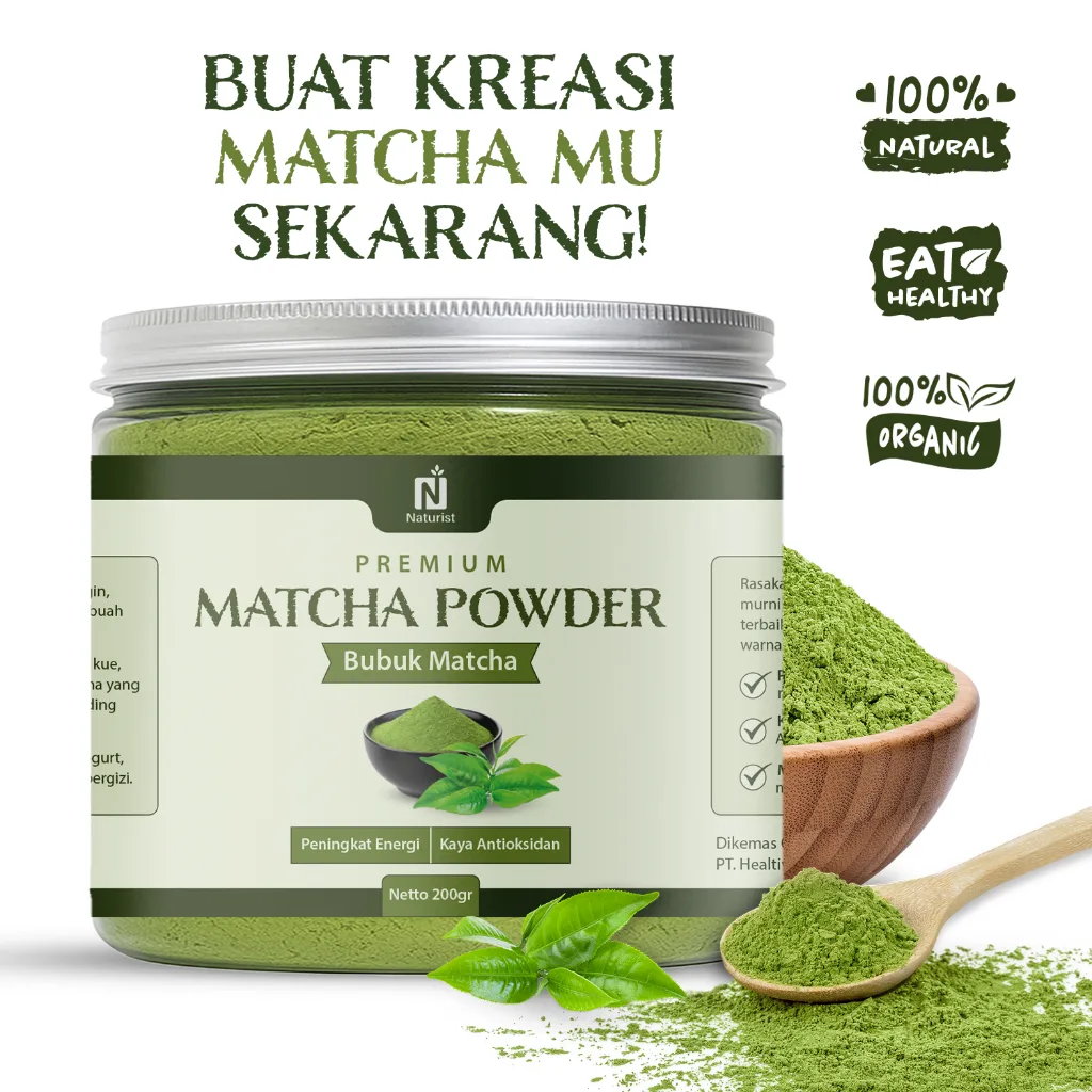 NATURIST Matcha Powder Premium Bubuk Matcha Organik Original Premium Grade