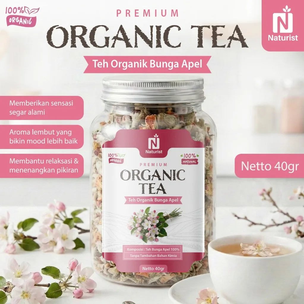 NATURIST Teh Bunga Apel Herbal Dried Apple Flower Tea Alami Minuman Sehat Relax Non Gula