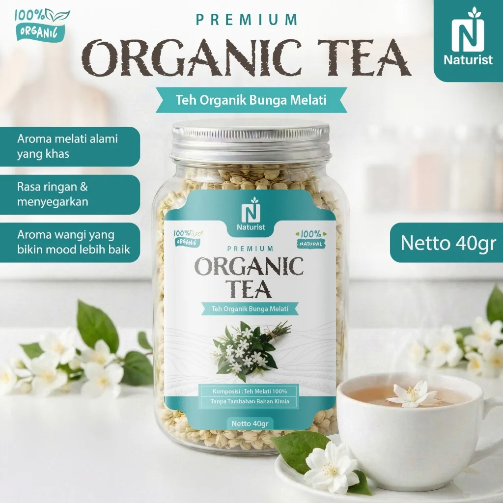NATURIST Teh Melati Organik 40gr Premium Organic Tea Jasmine 100% Natural Teh Herbal Aromatic