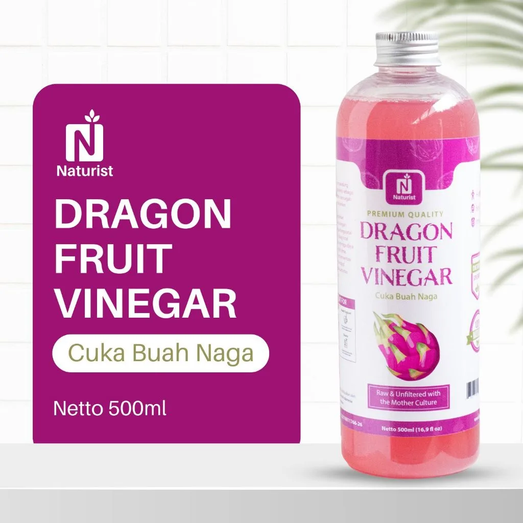 NATURIST Cuka Buah Naga 500ml With The Mother Cuka Fermentasi Alami Asli untuk Detox & Sehat