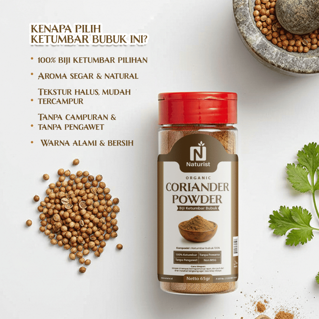 NATURIST Ketumbar Bubuk 65gr Coriander Powder 100% Murni Tanpa MSG Bumbu Masak Premium