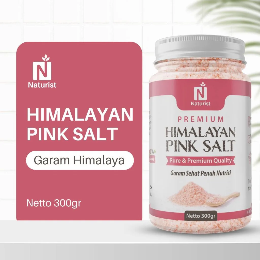 NATURIST Garam Himalaya Murni 300gr | Himalayan Pink Salt Asli | Garam Sehat Alami