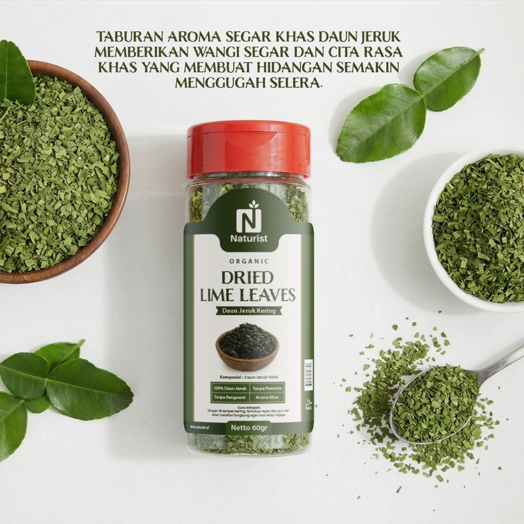 NATURIST Daun Jeruk Kering 60gr Lime Leaves Powder Bumbu Masak Alami Tanpa Pengawet Aroma Khas Segar
