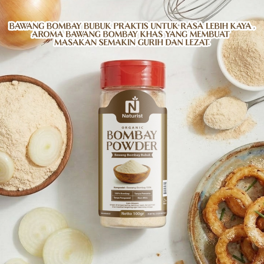 NATURIST Bawang Bombay Bubuk 100gr Premium Onion Powder Halus Bumbu Dapur Serbaguna Natural Non MSG