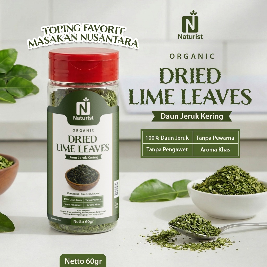 NATURIST Daun Jeruk Kering 60gr Lime Leaves Powder Bumbu Masak Alami Tanpa Pengawet Aroma Khas Segar