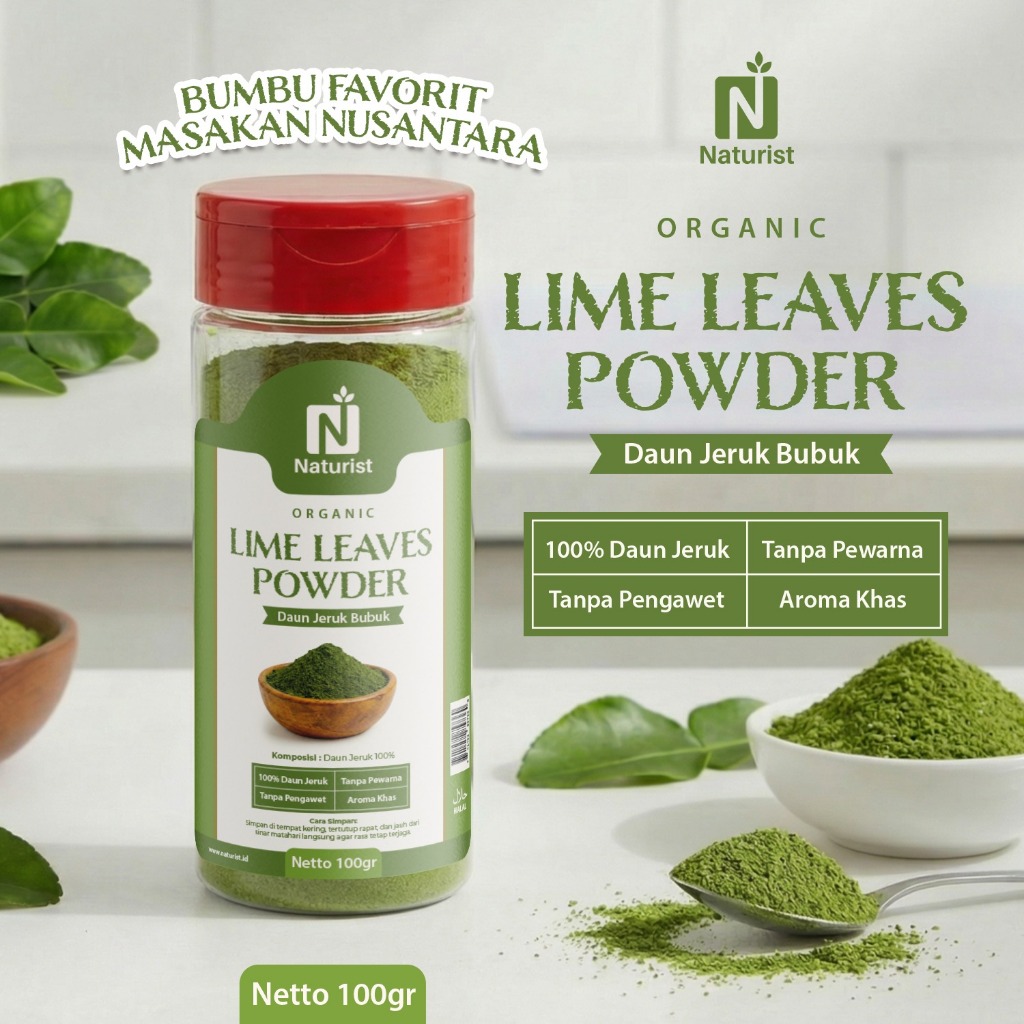 NATURIST Daun Jeruk Bubuk 100gr Lime Leaves Powder Bumbu Masak Alami Tanpa Pengawet Aroma Segar