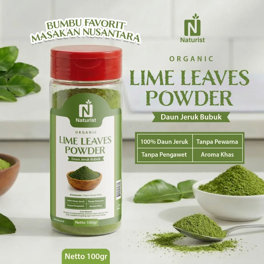 NATURIST Daun Jeruk Bubuk 100gr Lime Leaves Powder Bumbu Masak Alami Tanpa Pengawet Aroma Segar