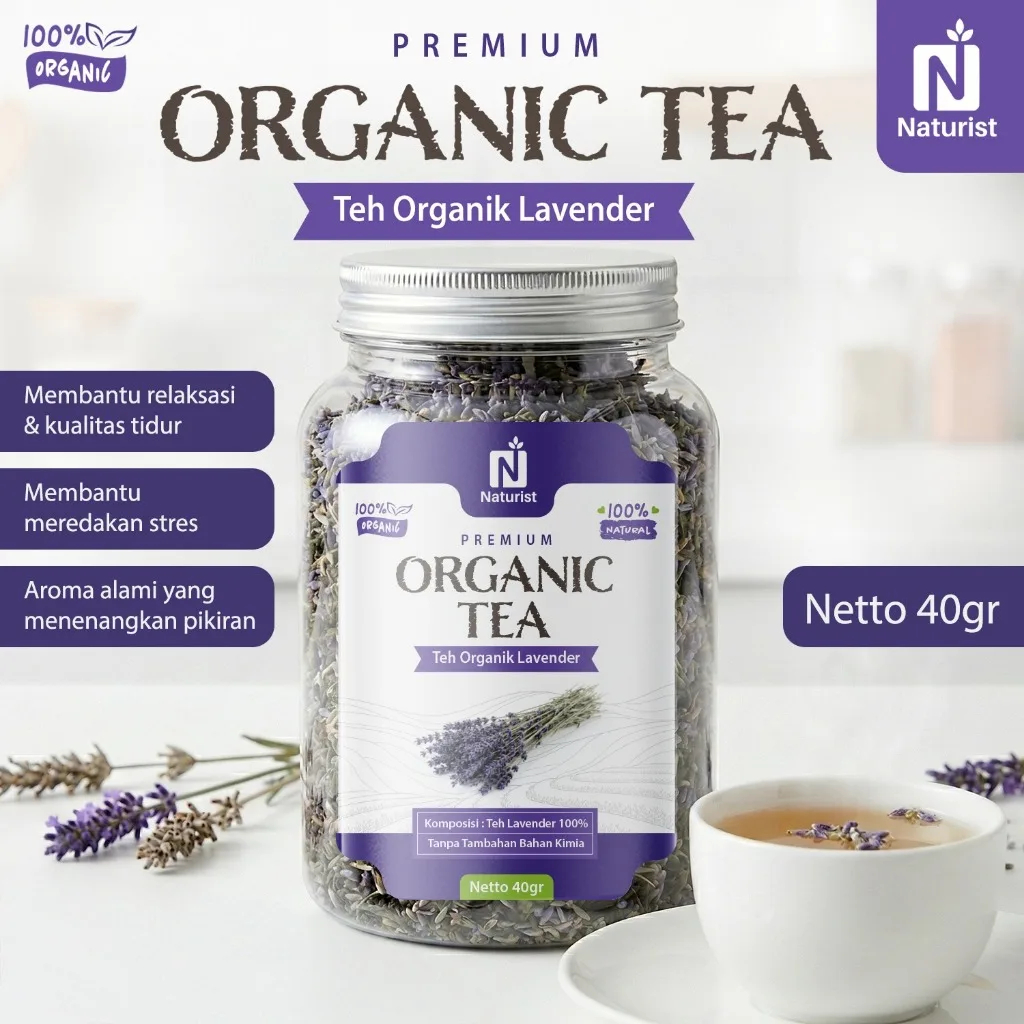 NATURIST Teh Bunga Lavender Herbal Dried Lavender Tea Alami Minuman Aromatic Relax Tanpa Gula Premium