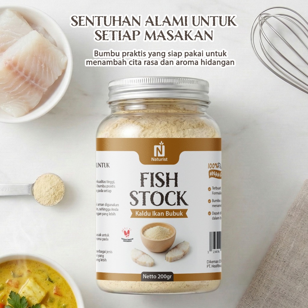 NATURIST Kaldu Ikan Bubuk Non MSG 200gr Bumbu Dapur Bubuk Lengkap Sehat Powdered Fish Stock Non-Msg