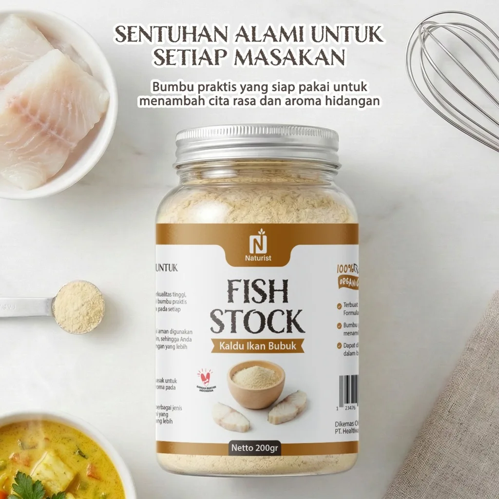 NATURIST Kaldu Ikan Bubuk Non MSG 200gr Bumbu Dapur Bubuk Lengkap Sehat Powdered Fish Stock Non-Msg