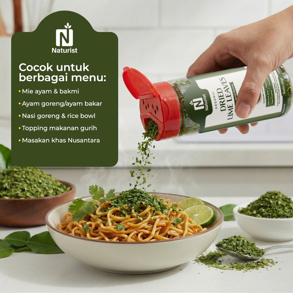 NATURIST Daun Jeruk Kering 60gr Lime Leaves Powder Bumbu Masak Alami Tanpa Pengawet Aroma Khas Segar